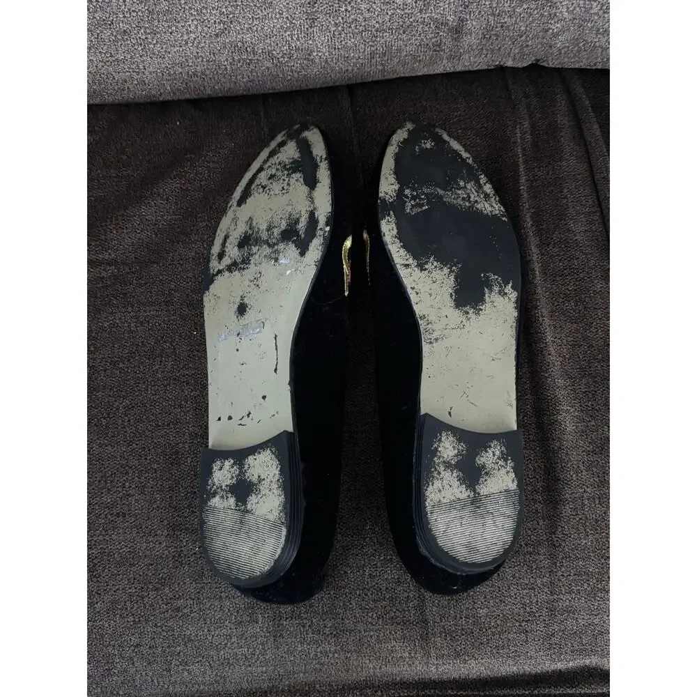 Pritzi Vintage Black Velvet Embroidered Flats 9 Holidays Timeless Elegance